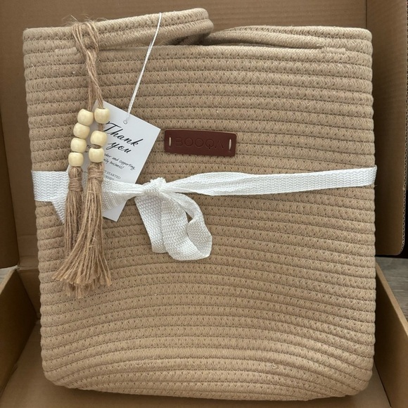 BOOQA Woven Rope Shoulder Tote & Small Handbag Set for Beach Pool Travel NWT - Picture 5 of 15